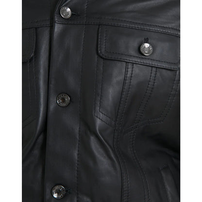 Showstopping Dolce Gabbana Leather Biker Jacket with Luxe Fur Collar &