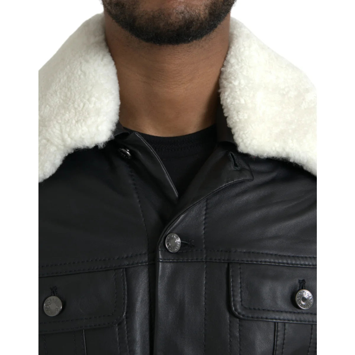 Showstopping Dolce Gabbana Leather Biker Jacket with Luxe Fur Collar &