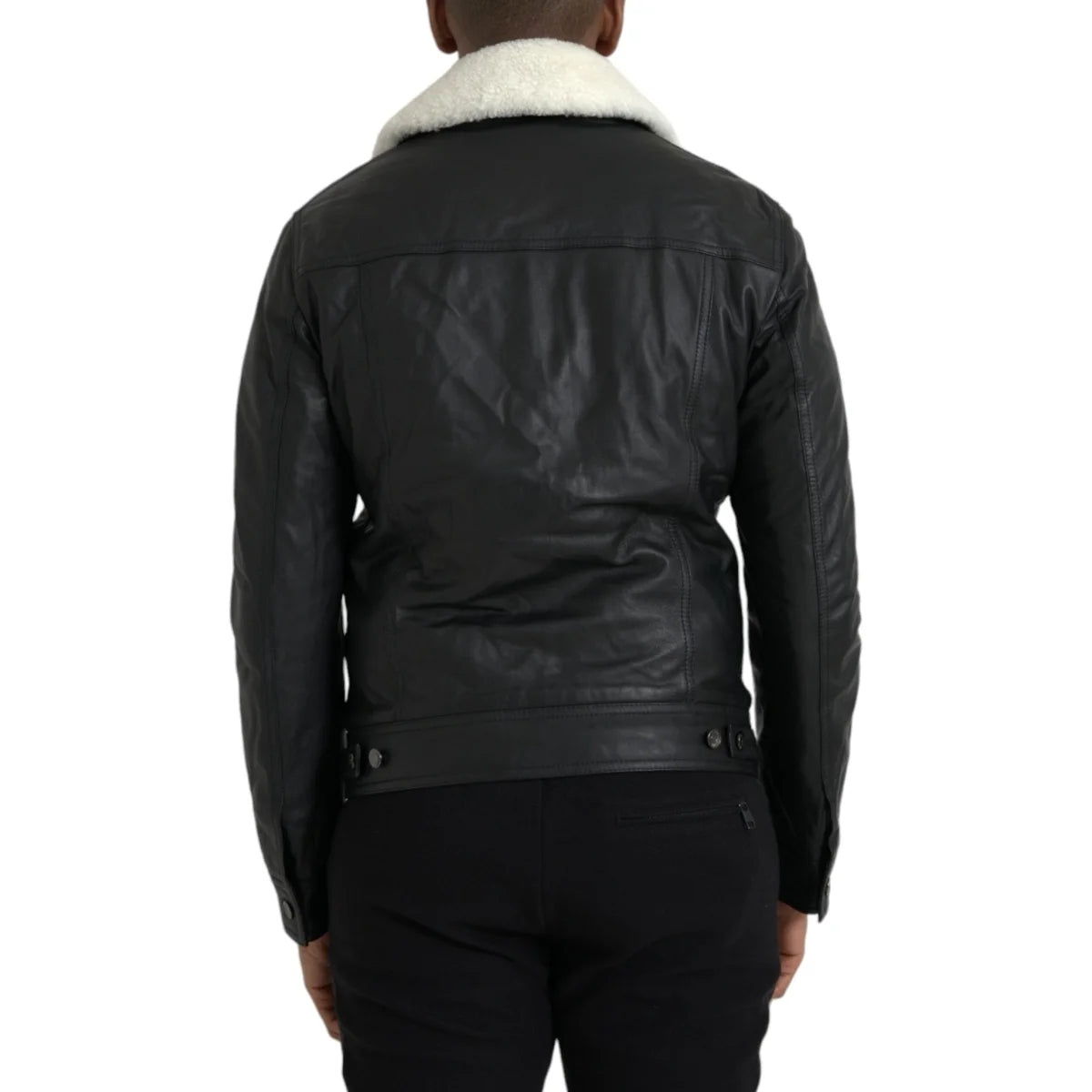 Showstopping Dolce Gabbana Leather Biker Jacket with Luxe Fur Collar &
