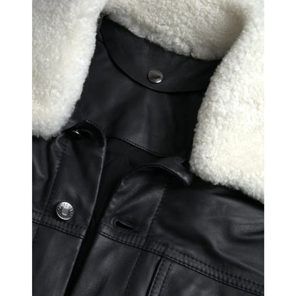 Showstopping Dolce Gabbana Leather Biker Jacket with Luxe Fur Collar &