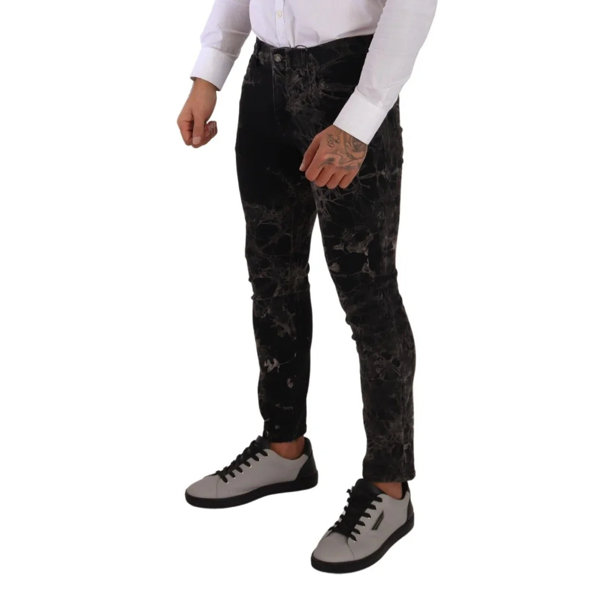 Showstopping Dolce Gabbana Patterned Skinny Jeans With Button Closure &