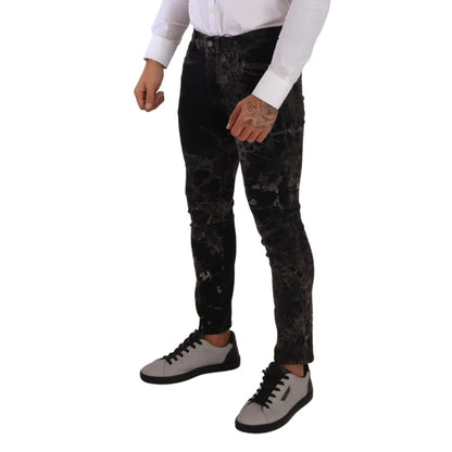 Showstopping Dolce Gabbana Patterned Skinny Jeans With Button Closure &