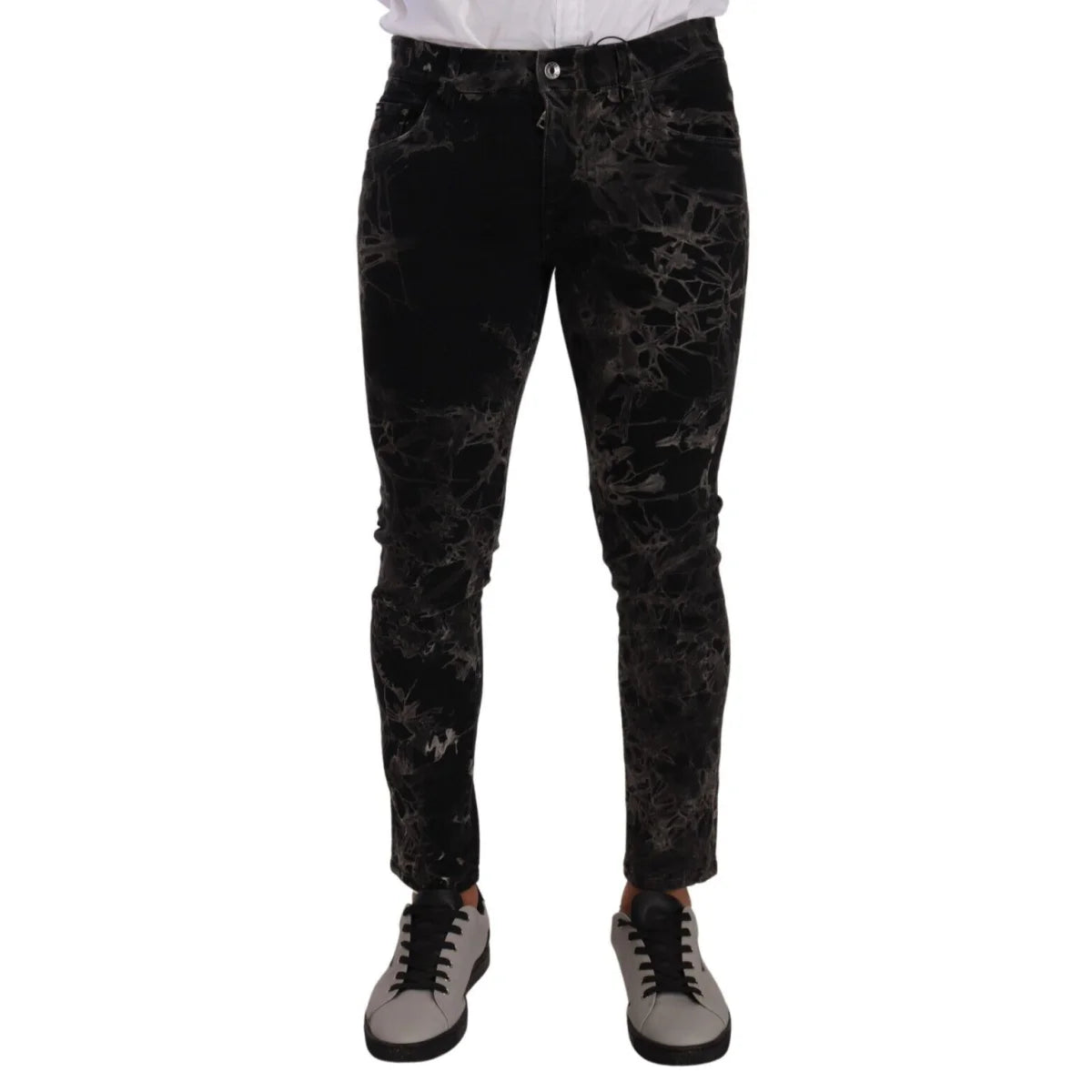 Showstopping Dolce Gabbana Patterned Skinny Jeans With Button Closure &