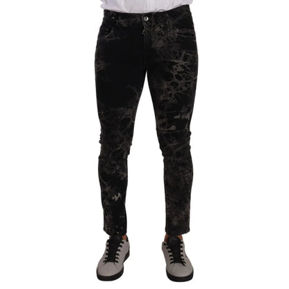 Showstopping Dolce Gabbana Patterned Skinny Jeans With Button Closure &