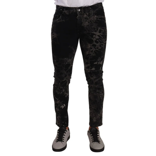 Showstopping Dolce Gabbana Patterned Skinny Jeans With Button Closure &