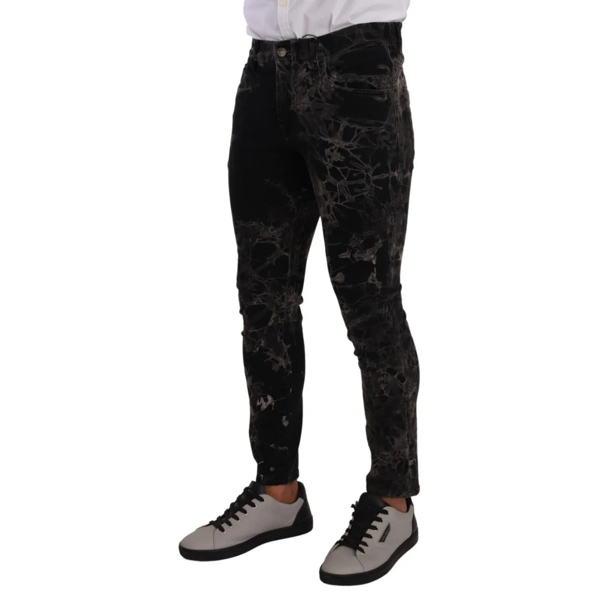 Showstopping Dolce Gabbana Patterned Skinny Jeans With Button Closure &