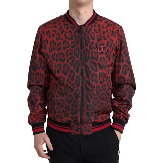 Showstopping Dolce Gabbana Red Leopard Print Bomber Jacket &