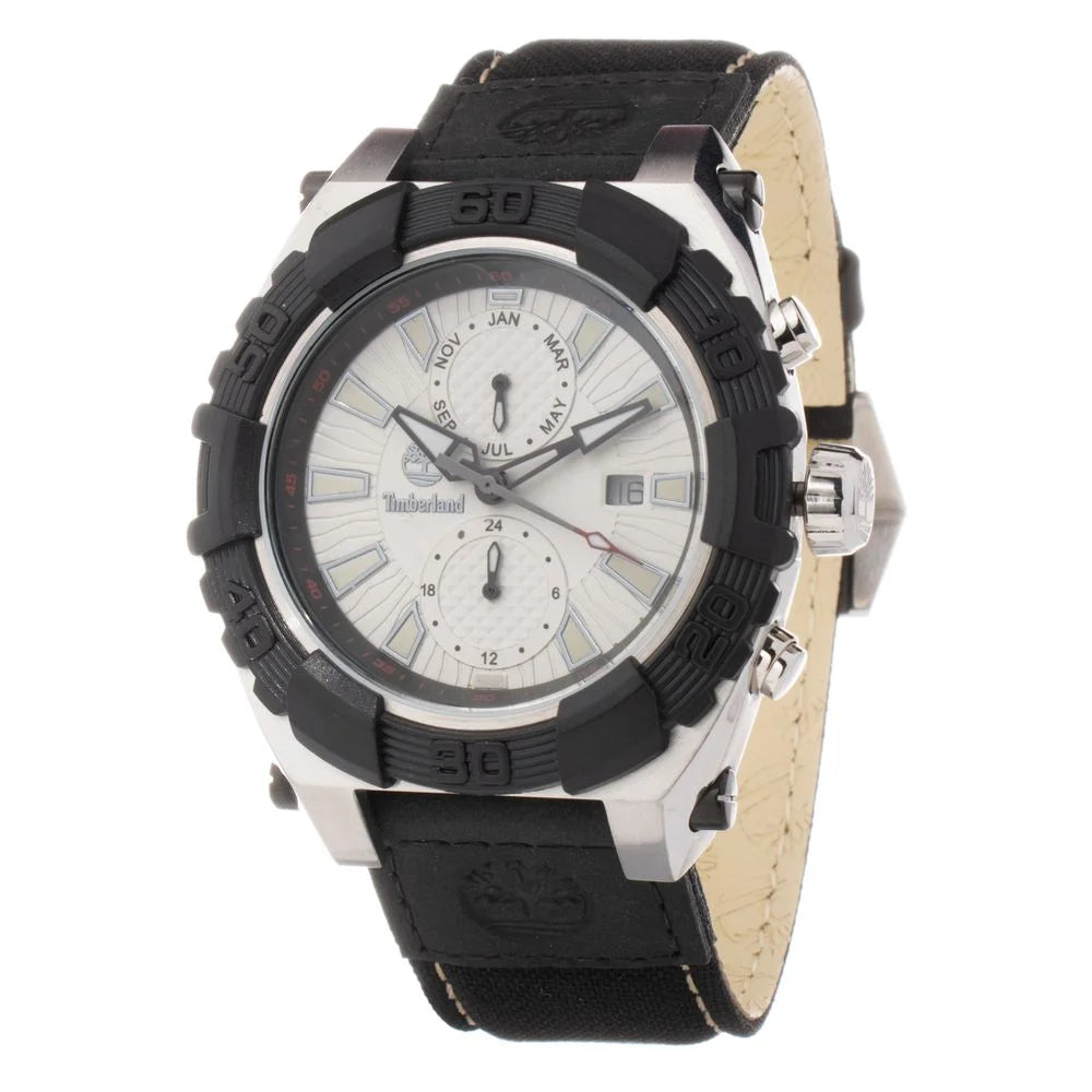 Silver and Black Stainless Steel Watch for Men Fashion Clothing Accessory Timberland