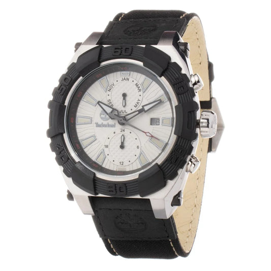 Silver and Black Stainless Steel Watch for Men Fashion Clothing Accessory Timberland