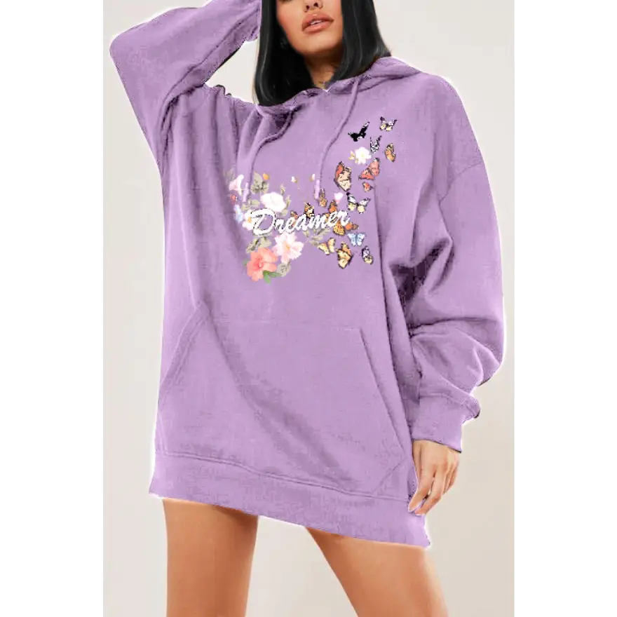 Simply Love Dropped Shoulder DREAMER Graphic Hoodie for Ultimate Comfort Clothing Tops Trendsi