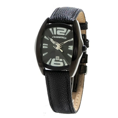 Sleek Black Leather Quartz Watch for Stylish Clothing Lovers Chronotech
