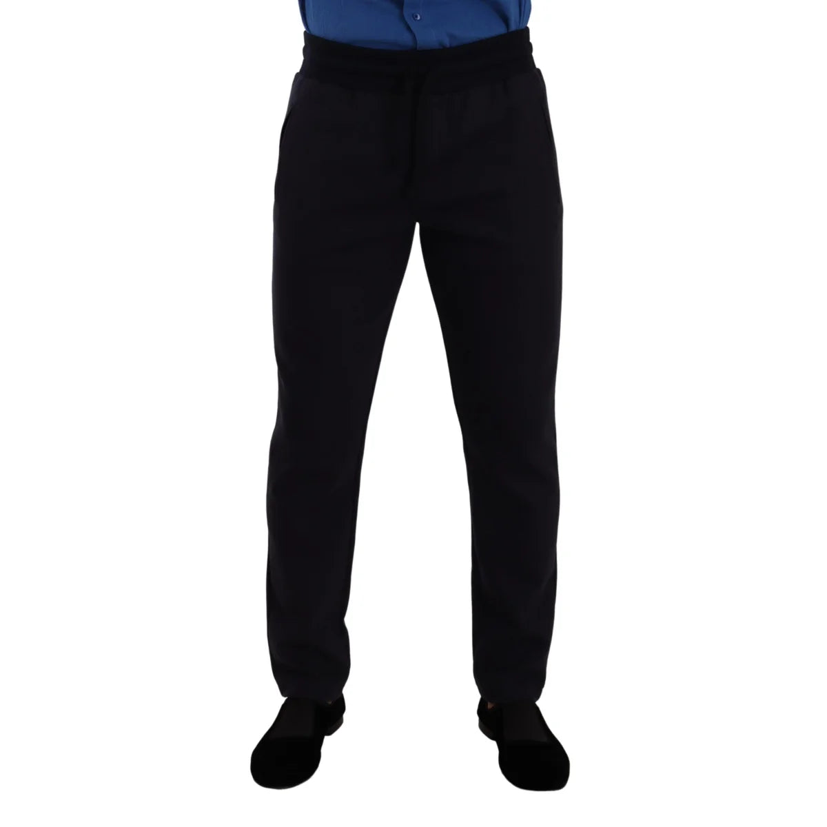 Sleek Blue Dolce Gabbana Jogger Pants with Logo Details &