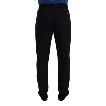 Sleek Blue Dolce Gabbana Jogger Pants with Logo Details &