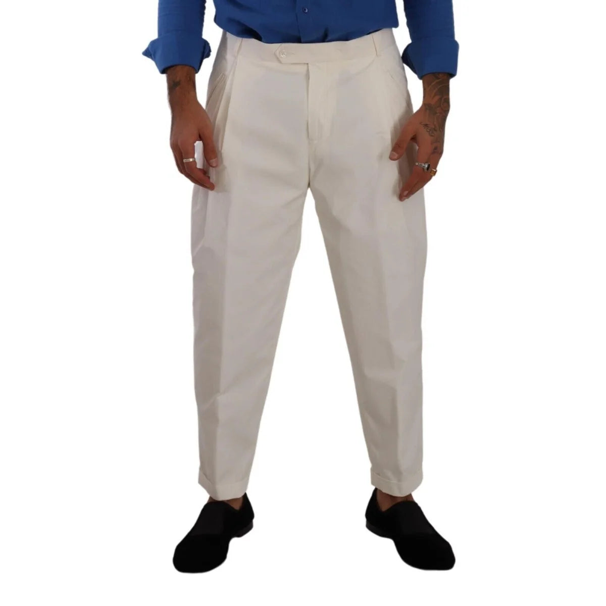 Sleek Dolce Gabbana Cotton Stretch Fit Dress Pants &