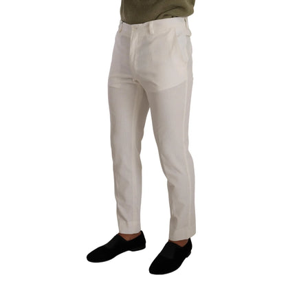 Sleek Dolce Gabbana Skinny Pants with Signature Logo Details &