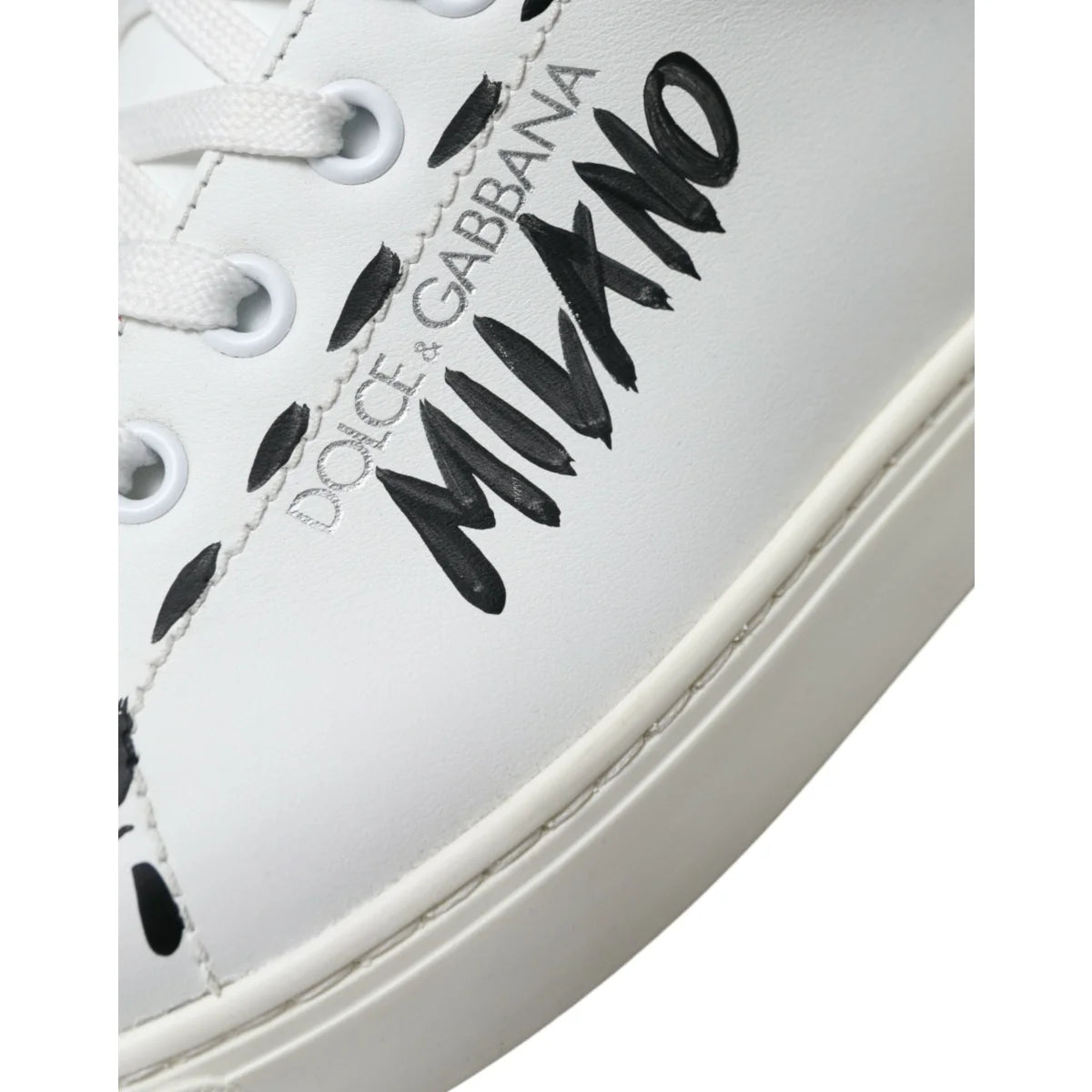 Sleek Dolce Gabbana White Low Calfskin Leather Sneakers &