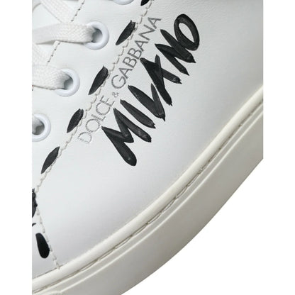 Sleek Dolce Gabbana White Low Calfskin Leather Sneakers &