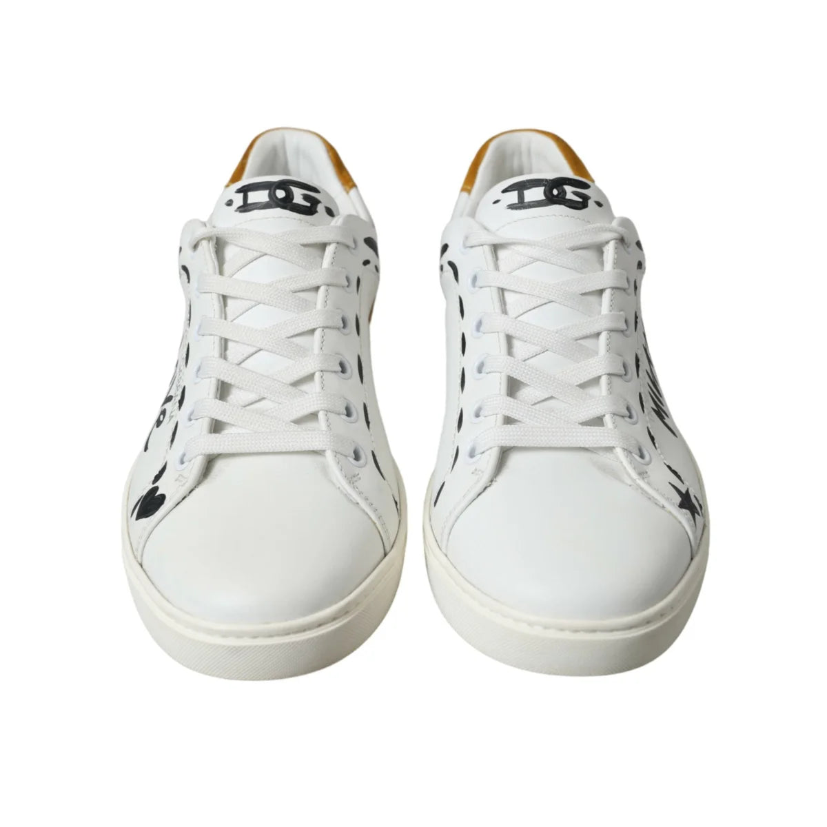 Sleek Dolce Gabbana White Low Calfskin Leather Sneakers &