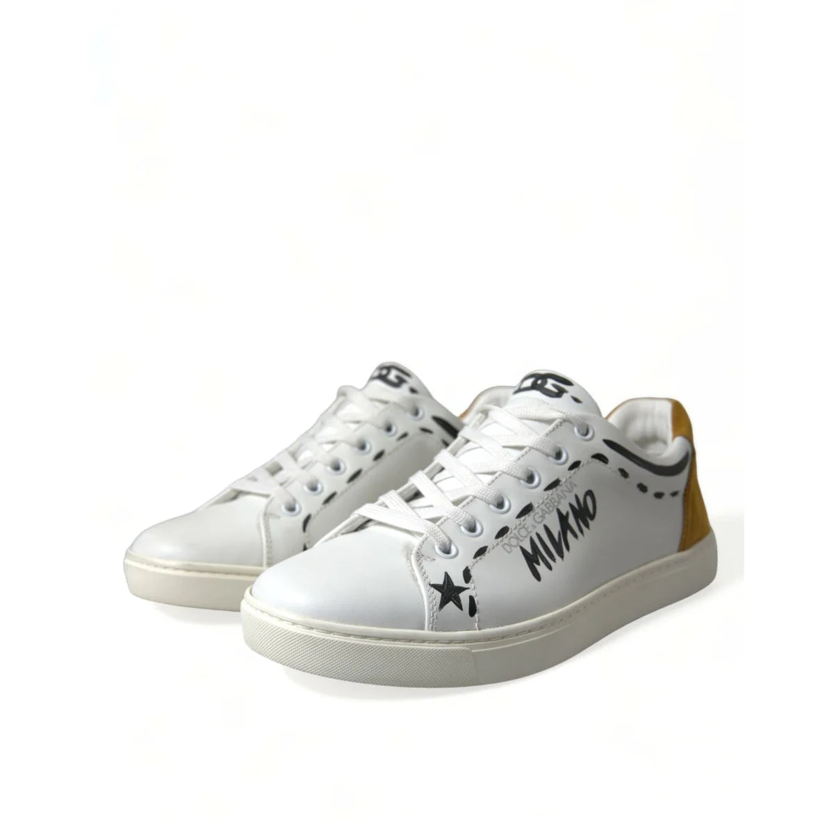 Sleek Dolce Gabbana White Low Calfskin Leather Sneakers &