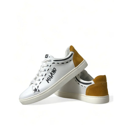 Sleek Dolce Gabbana White Low Calfskin Leather Sneakers &
