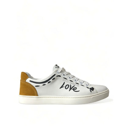 Sleek Dolce Gabbana White Low Calfskin Leather Sneakers &