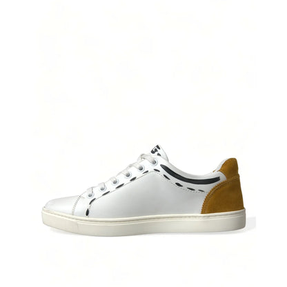 Sleek Dolce Gabbana White Low Calfskin Leather Sneakers &