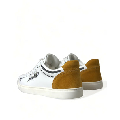 Sleek Dolce Gabbana White Low Calfskin Leather Sneakers &