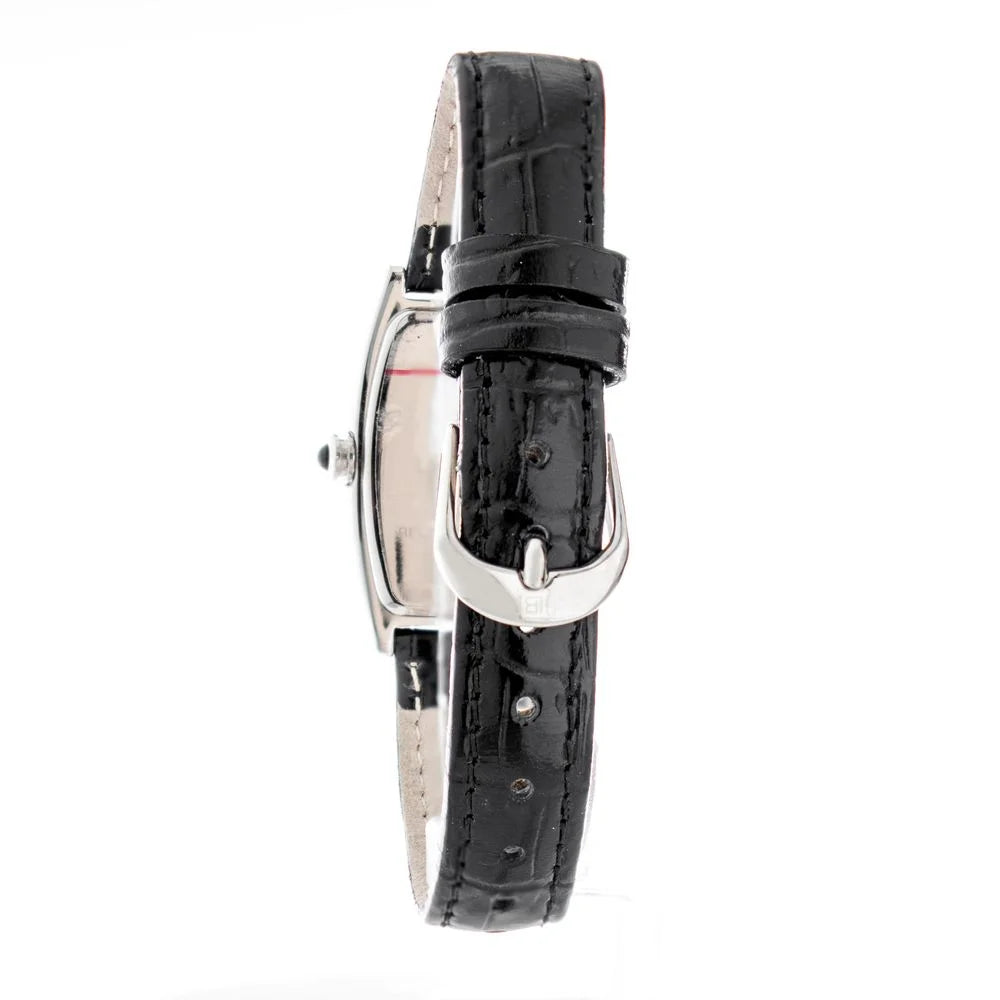 Sleek Silver Analog Watch Black Leather Band for Stylish Clothing Laura Biagiotti