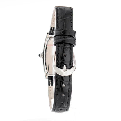Sleek Silver Analog Watch Black Leather Band for Stylish Clothing Laura Biagiotti