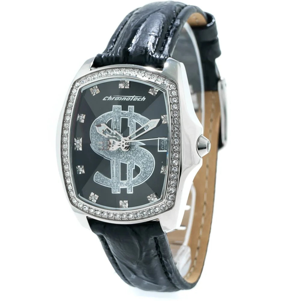 Sleek Silver and Black Quartz Watch for Stylish Clothing Accessories Chronotech