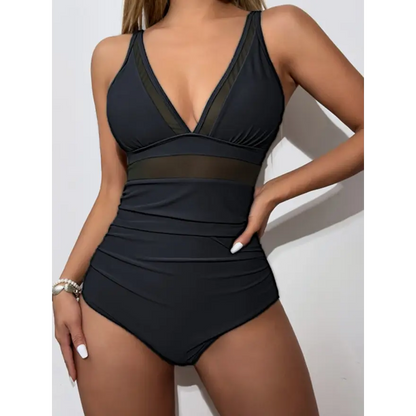 Sleek V-Neck Swimsuit - Sleeveless & Chic! Trendsi