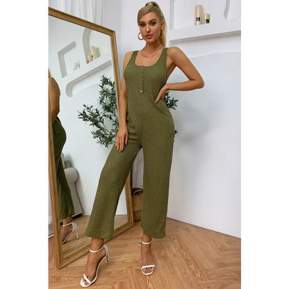 Elevate Your Style with Our Exquisite Sleeveless Straight Leg Jumpsuit Clothing Tops Trendsi