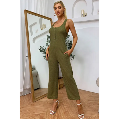 Elevate Your Style with Our Exquisite Sleeveless Straight Leg Jumpsuit Clothing Tops Trendsi