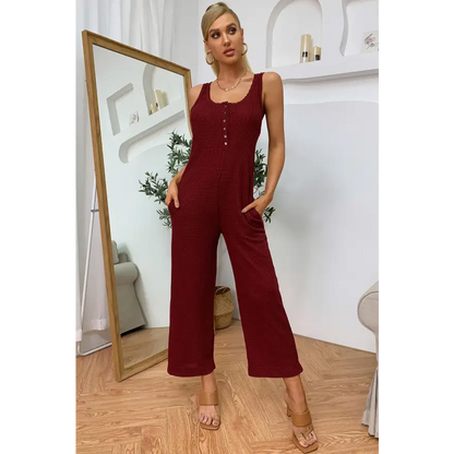 Elevate Your Style with Our Exquisite Sleeveless Straight Leg Jumpsuit Clothing Tops Trendsi