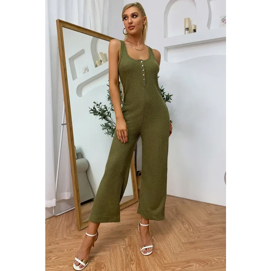 Elevate Your Style with Our Exquisite Sleeveless Straight Leg Jumpsuit Clothing Tops Trendsi