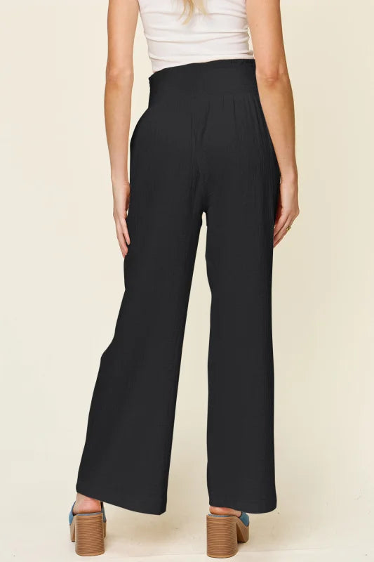 Smocked Opaque Cotton Pants Radiate Dress Elegance Clothing bottoms Trendsi