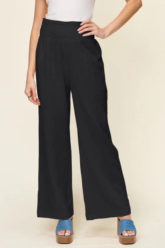 Smocked Opaque Cotton Pants Radiate Dress Elegance Clothing bottoms Trendsi