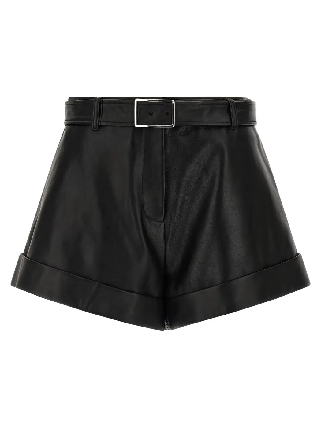 Sportmax Black Lamb Leather Bermuda Shorts