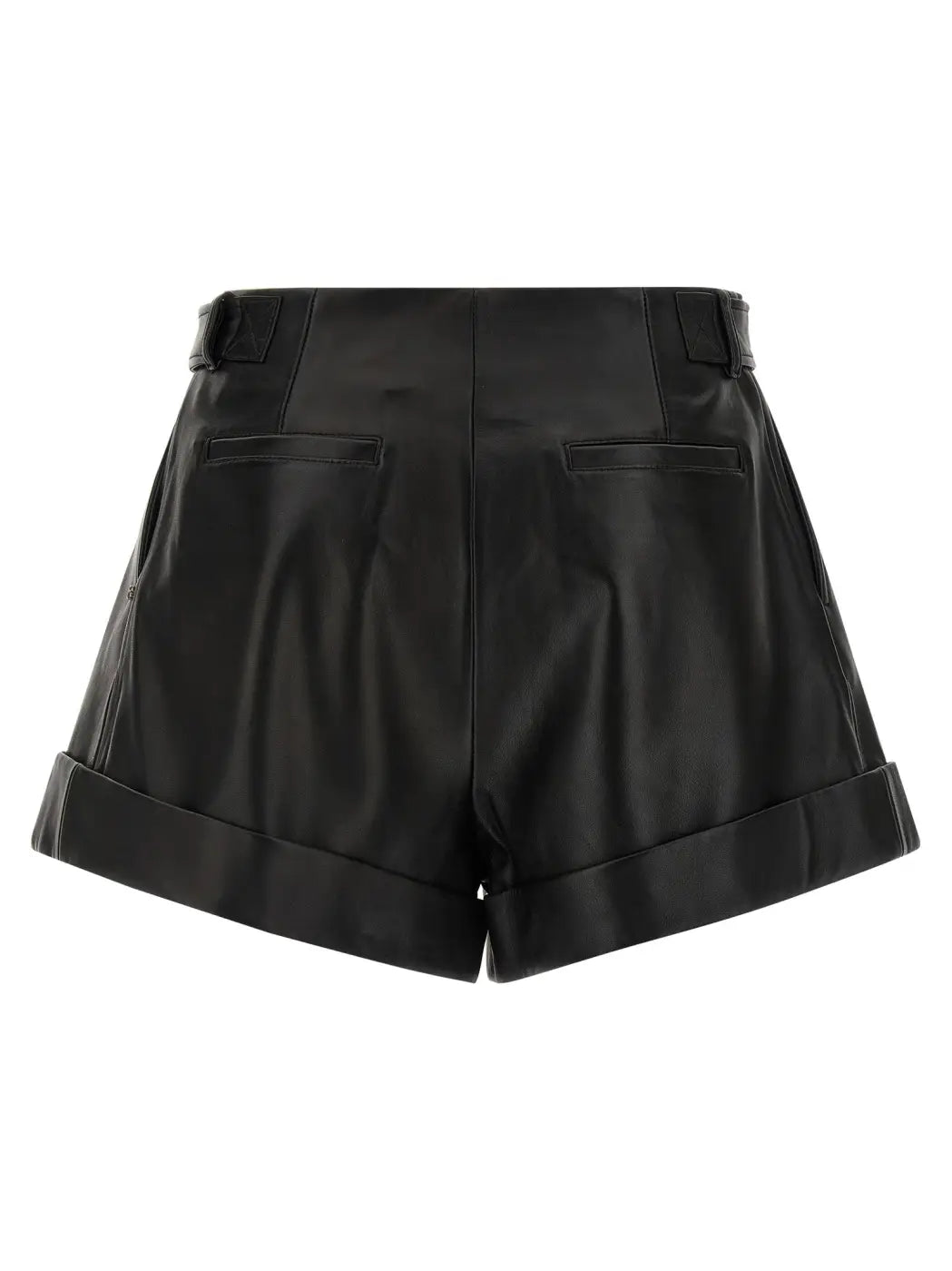 Sportmax Black Lamb Leather Bermuda Shorts