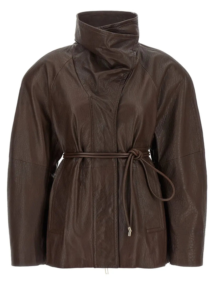 Sportmax Brown Lamb Leather Jacket
