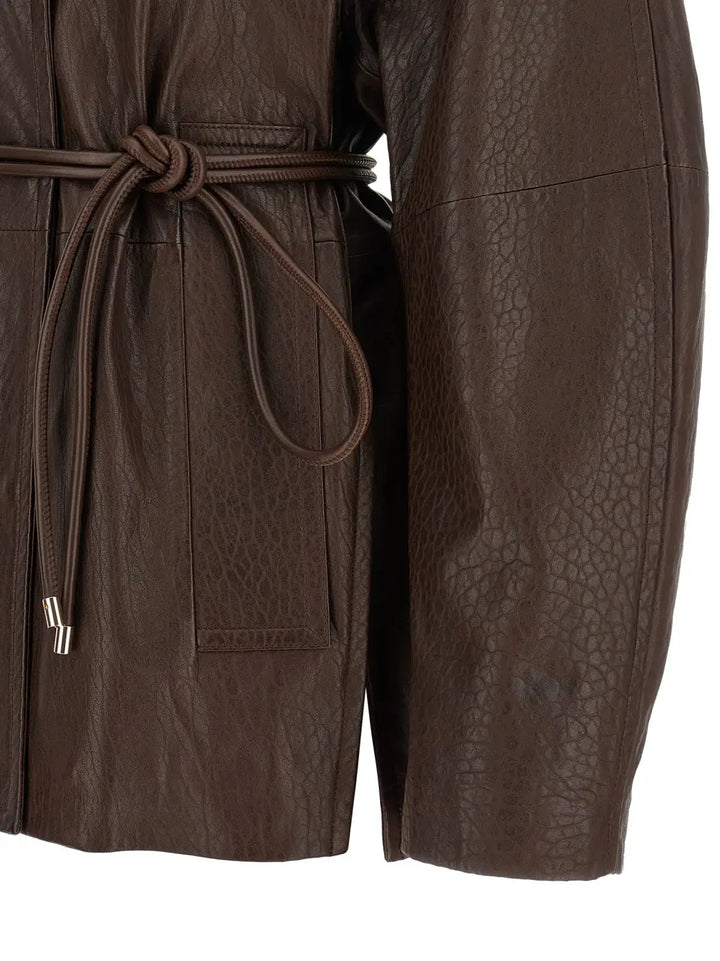Sportmax Brown Lamb Leather Jacket