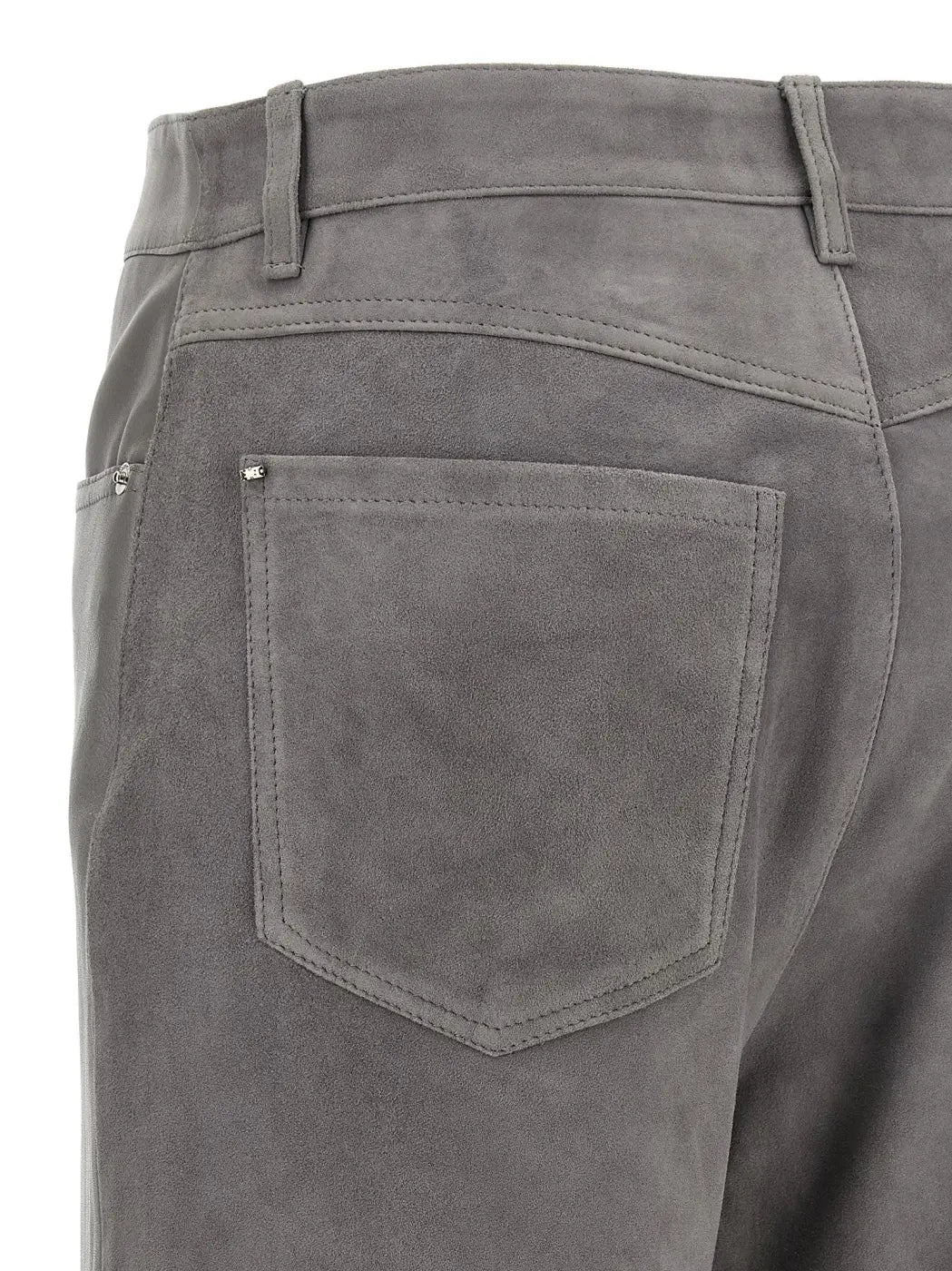 Sportmax Gray Lamb Leather Casual Pants
