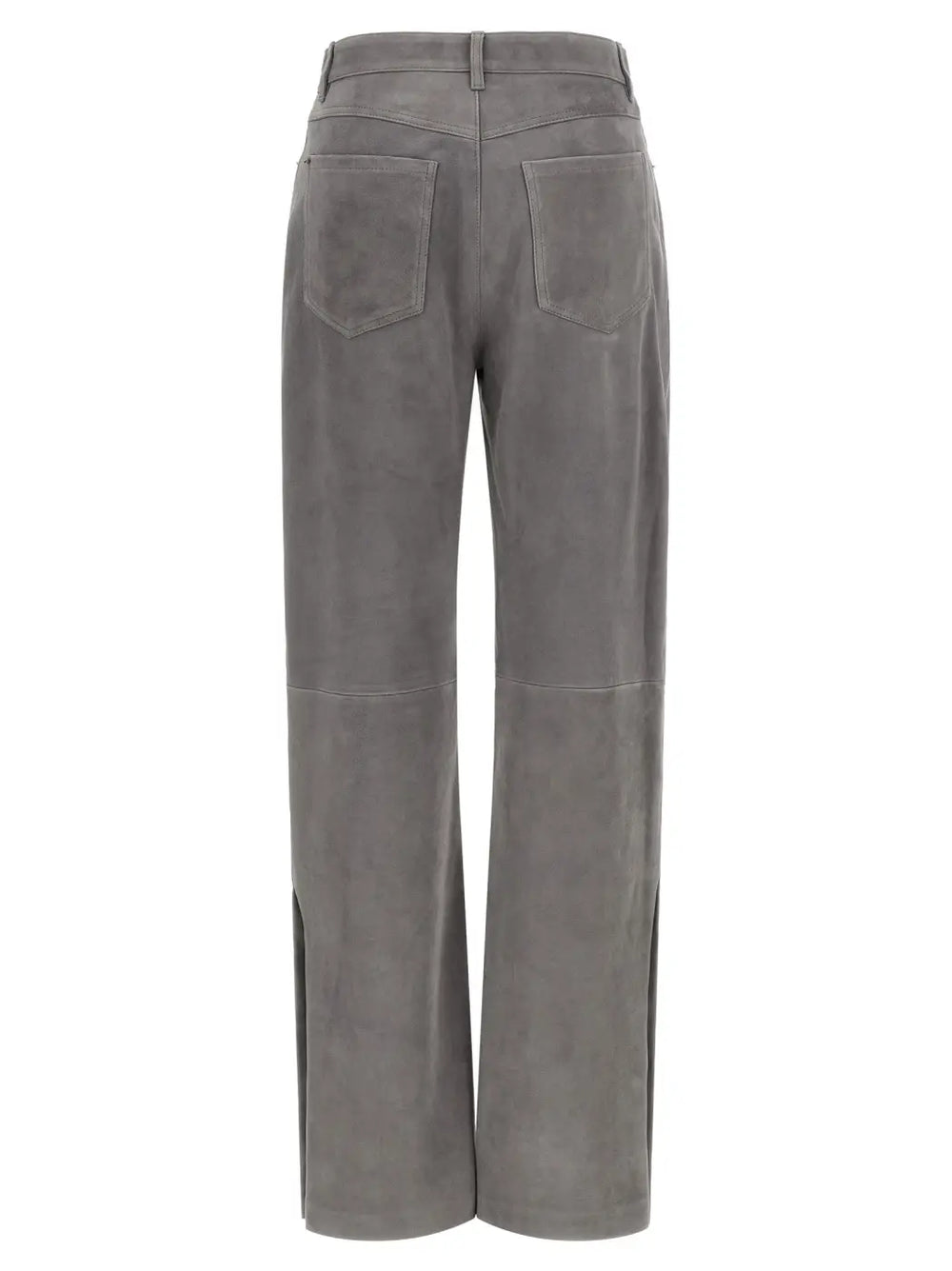 Sportmax Gray Lamb Leather Casual Pants