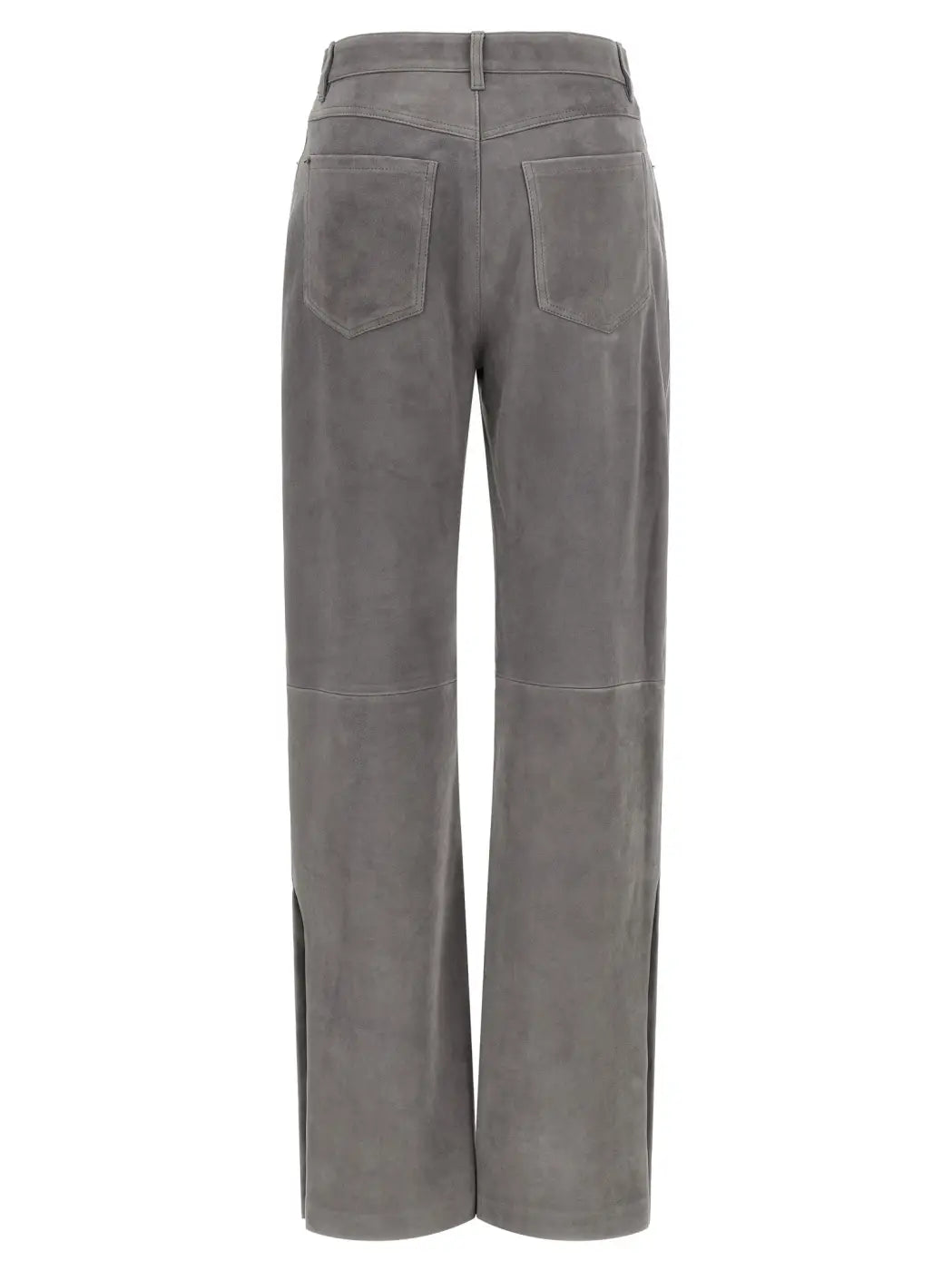 Sportmax Gray Lamb Leather Casual Pants