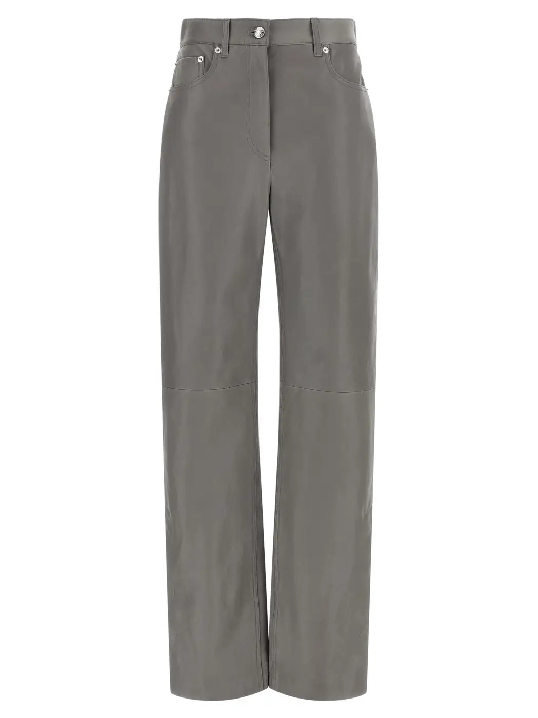 Sportmax Gray Lamb Leather Casual Pants