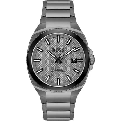 Stainless Steel Grey Quartz Watch 41MM Mineral Glass 5ATM Hugo Boss