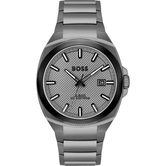 Stainless Steel Grey Quartz Watch 41MM Mineral Glass 5ATM Hugo Boss