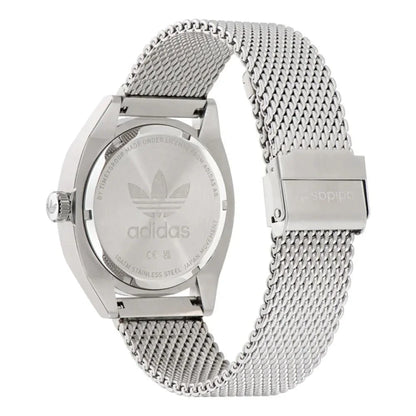 Stainless Steel Grey Quartz Watch 42MM Black Dial Water Resistant Adidas