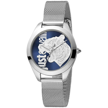 Stainless Steel Grey Quartz Watch with Multicolored Dial 32MM Just Cavalli