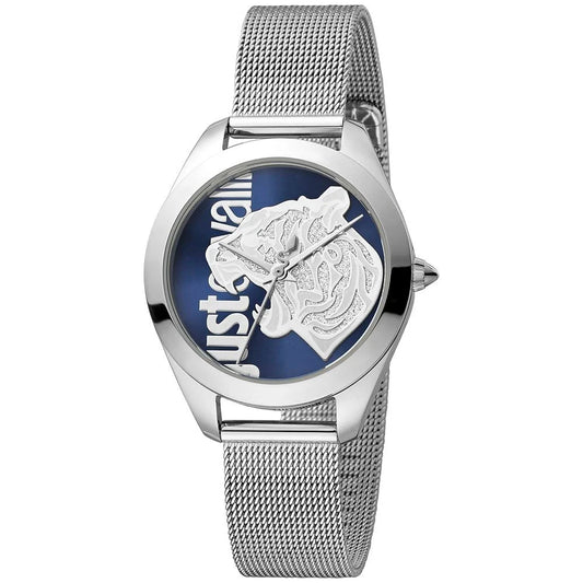 Stainless Steel Grey Quartz Watch with Multicolored Dial 32MM Just Cavalli